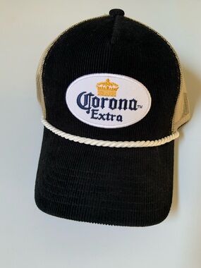 Corona Extra Black Corduroy & Mesh Trucker Hat
